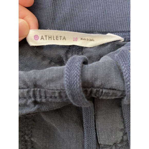 Athleta Women's 100% Linen Shorts Navy Blue 4" inseam Size 10 - Picture 4 of 11